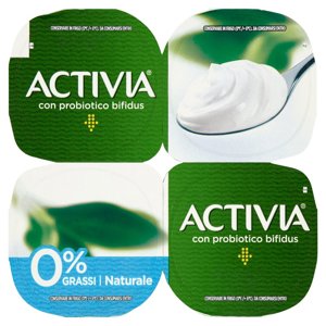 ACTIVIA Yogurt Bianco Naturale 0% grassi con Probiotico Bifidus, 4x125g