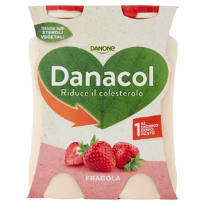 DANACOL Yogurt da bere, Riduce il Colesterolo grazie agli Steroli Vegetali, gusto Fragola, 4x100g