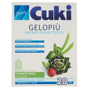 Cuki Congela Gelopiù sacchetti freezer 7 strati Formato Medio 23 x 32 cm 20 pz