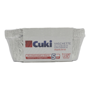 Cuki Conserva e Cuoce Vaschette Alluminio con Coperchi doppia forza 1 Porzione 5 pz