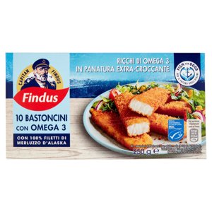 Capitan Findus 10 Bastoncini con 100% Filetti di Merluzzo con Omega 3 250 g