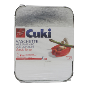 Cuki Conserva e Cuoce Vaschette Alluminio con Coperchi doppia forza 4 Porzioni 3 pz