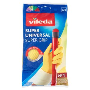 Vileda guanti casalinghi Super Universal in lattice, super grip antiscivolo, taglia L