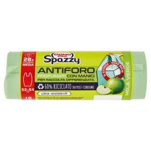 Domopak Spazzy Antiforo Profumati con Manici 28lt 52x54cm Mela Verde 15 pz