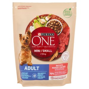 Purina One Mini <10kg Crocchette per Cani Adult Ricco in Manzo con Riso 800g