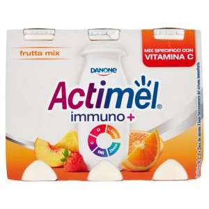 Actimel Immuno+ yogurt da bere arricchito con zinco, calcio, vitamina C, B6, D, gusto frutta 6x100ml