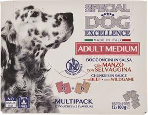 SPECIAL DOG EXCELLENCE  BUSTE MULTIPACK ADULT MANZO E SALMONE GR100X12