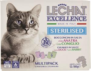 LECHAT EXCELLENCE BUSTE MULTIPAC STERILISED ANATRA E CONIGLIO GR100X12