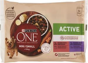 ALIMENTO SECCO CANE ONE ACTIVE MANZO E ANATRA IN SALSA GR85X4