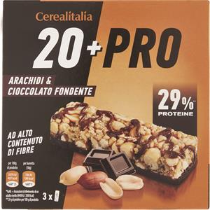 BARRETTE DI CEREALI 20+PRO ARACHIDI CIOCCOLATO FONDENTE