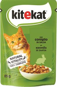 ALIMENTO UMIDO PER GATTO BUSTA KITEKAT CONIGLIO IN SALSA DA 85GR