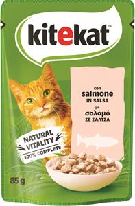 ALIMENTO UMIDO PER GATTO BUSTA KITEKAT SALMONE IN SALSA 85GR