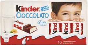 KINDER CIOCCOLATO BARRETTE 16 PEZZI