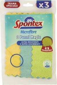 SPONTEX PANNI MAGIC 3 PANNI - DIMENSIONI: 20,5 X 22 CM  COMPOSIZIONE: 70% POLIESTERE, 17% POLIAMMIDE, 13% POLIURETANO