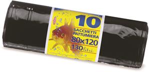 SACCHI IMMONDIZIA NERI CON LACCETTO 80X120CM 130LT - INDIFFERENZIATA