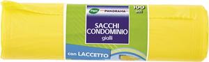 SACCO IMMONDIZIA CON LACCETTO GIALLO TRASPARENTE PER DIFFERENZIATA 70X110CM 110LT