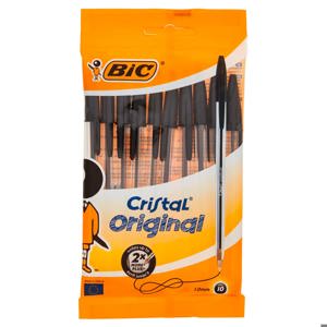 10 PENNE CRISTAL ORIGINAL, PUNTA DA 1 MM, COLORE NERO