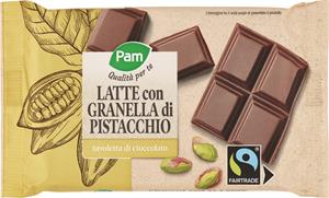 TAVOLETTA DI CIOCCOLATO AL LATTE E GRANELLA DI PISTACCHIO