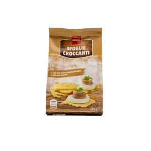 Sfoglie croccanti con olio extravergine olica salati in superficie 180 gr