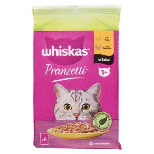 Whiskas Pranzetti Cibo Umido Gatto con Pollo e Tacchino in Salsa 6 x 50 g