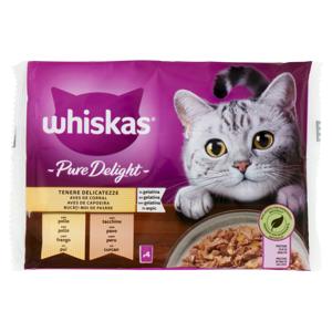 Whiskas Pure Delight Cibo Umido Gatto Tenere Delicatezze in Gelatina con Pollo e Tacchino 4 x 85 g