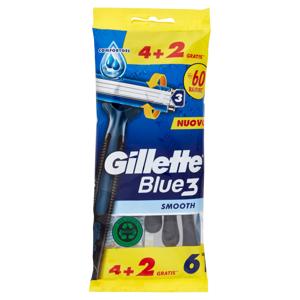 Gillette Rasoio Uomo Blue3 Smooth Usa e Getta a 3 Lame, Confezione da 4 rasoi+2 Gratis = 6 Rasoi