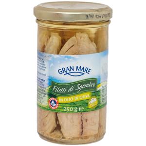 Filetti di sgombro in olio di oliva vaso in vetro 250 gr