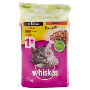 Whiskas Pranzetti Cibo Umido Gatto in Salsa 1+ Anni Pollo Tacchino Pollame 6 x 50 g