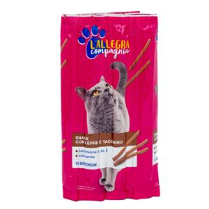 Sticks per gatto gusto pollo, vitello e agnello, pollo e anatra, salmone 50 gr 10 pezzi-lepre e tacchinella