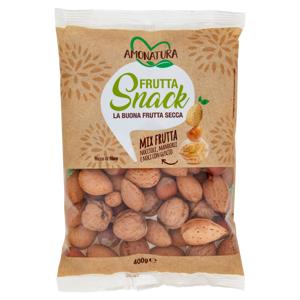 Amonatura Frutta Snack Mix Frutta Nocciole, Mandorle e Noci con Guscio 400 g