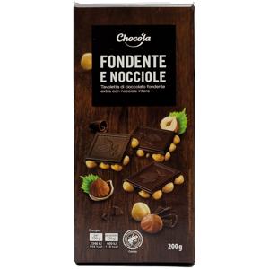 Cioccolato noir alle nocciole, gianduia, mandorle 200 gr-fondente nocciole