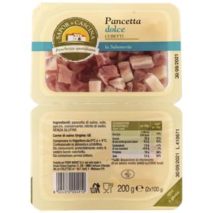 Pancetta a cubetti dolce, affumicata 200 gr-dolce