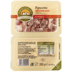 Pancetta a cubetti dolce, affumicata 200 gr-affumicata