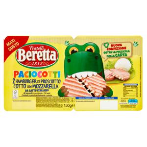 Fratelli Beretta Paciocotti 2 Hamburger di Prosciutto Cotto con Mozzarella 150 g