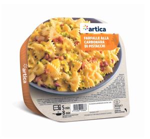 Farfalle alla carbonara di pistacchi