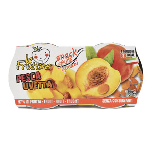 Snack di frutta in pezzi, pesca e uvetta